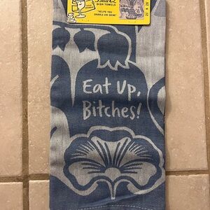 Blue Q Blue and White Dish Towel with Quirky Design